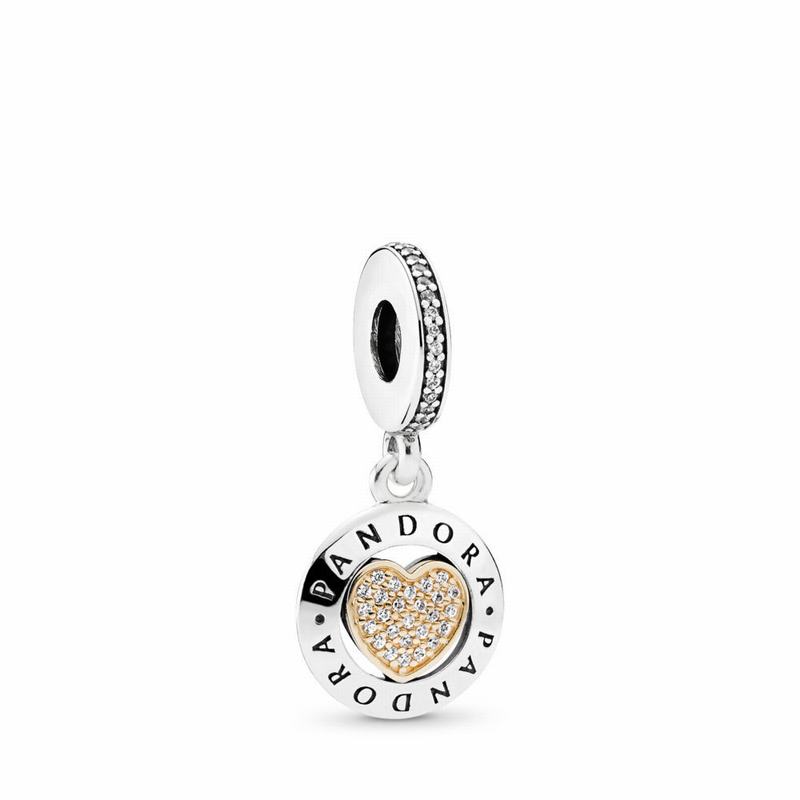 Pandora Signature Heart Dangle Charm - Two Tone/Cubic Zirconia - Canada | CL1485SH